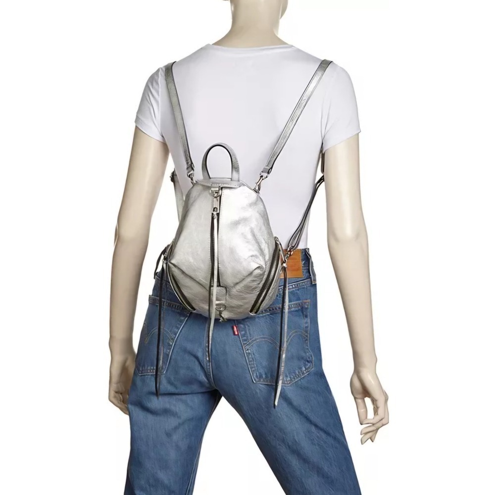 Rebecca Minkoff‎ Metallic Mini Backpack Leather Julian Crossbody Convertible